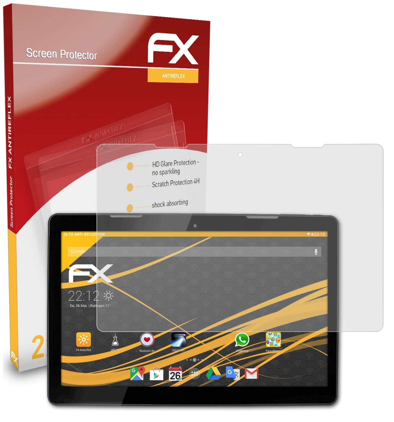 ATFOLIX 2x FX-Antireflex Displayschutz(für HannSpree 3) 13.3 Pad Titan
