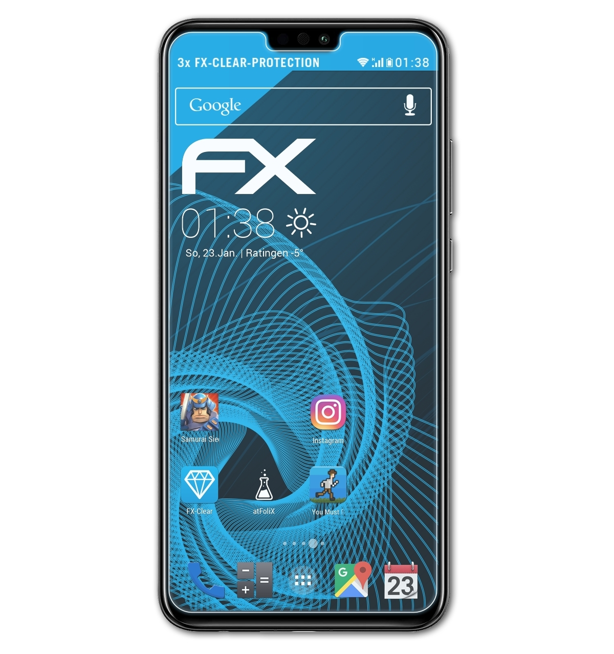 FX-Clear 8X) Honor 3x Huawei ATFOLIX Displayschutz(für