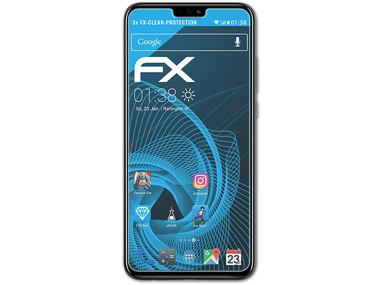 3x Displayschutz(für 8X) Huawei FX-Clear ATFOLIX Honor