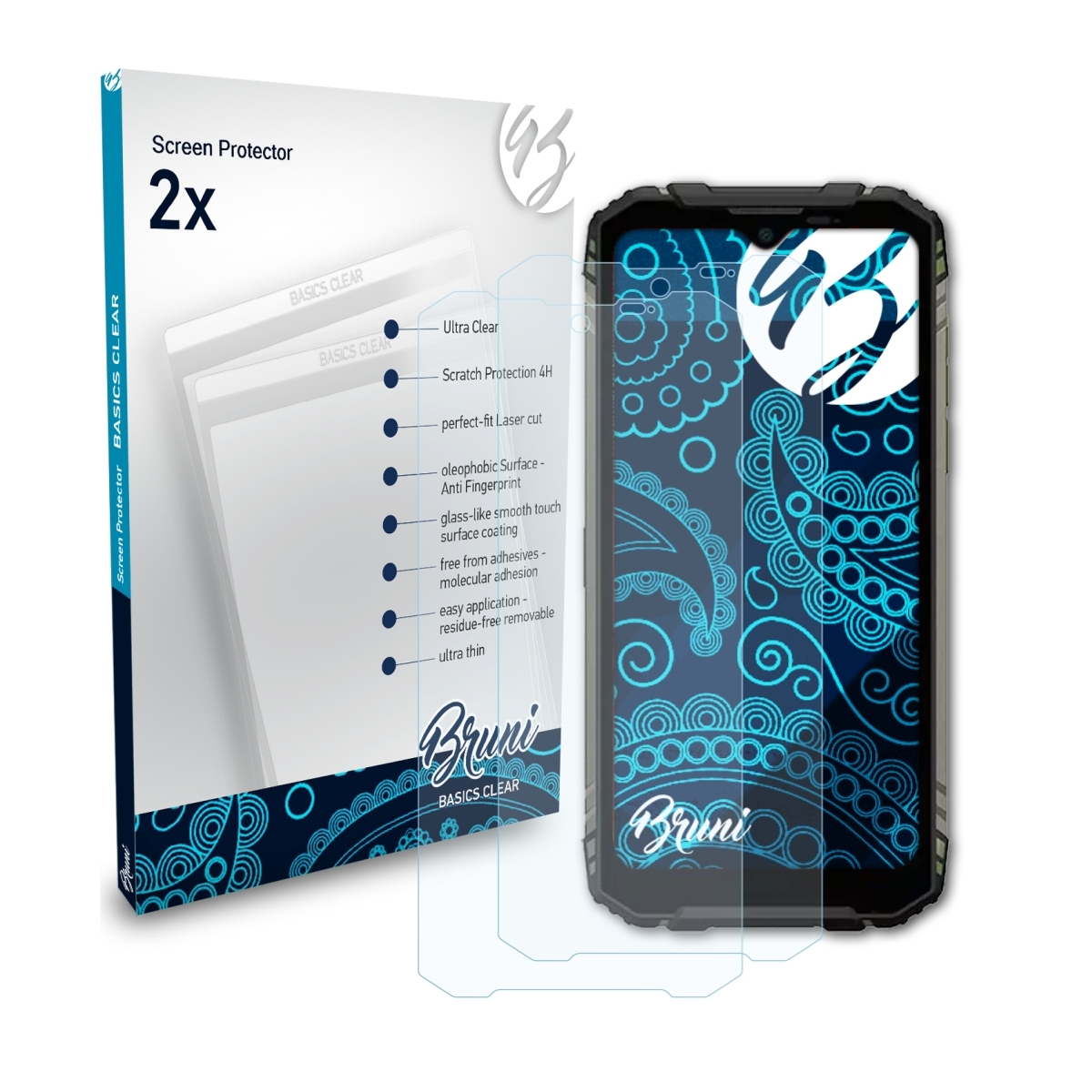 BRUNI 2x Pro) Doogee Schutzfolie(für Basics-Clear S96