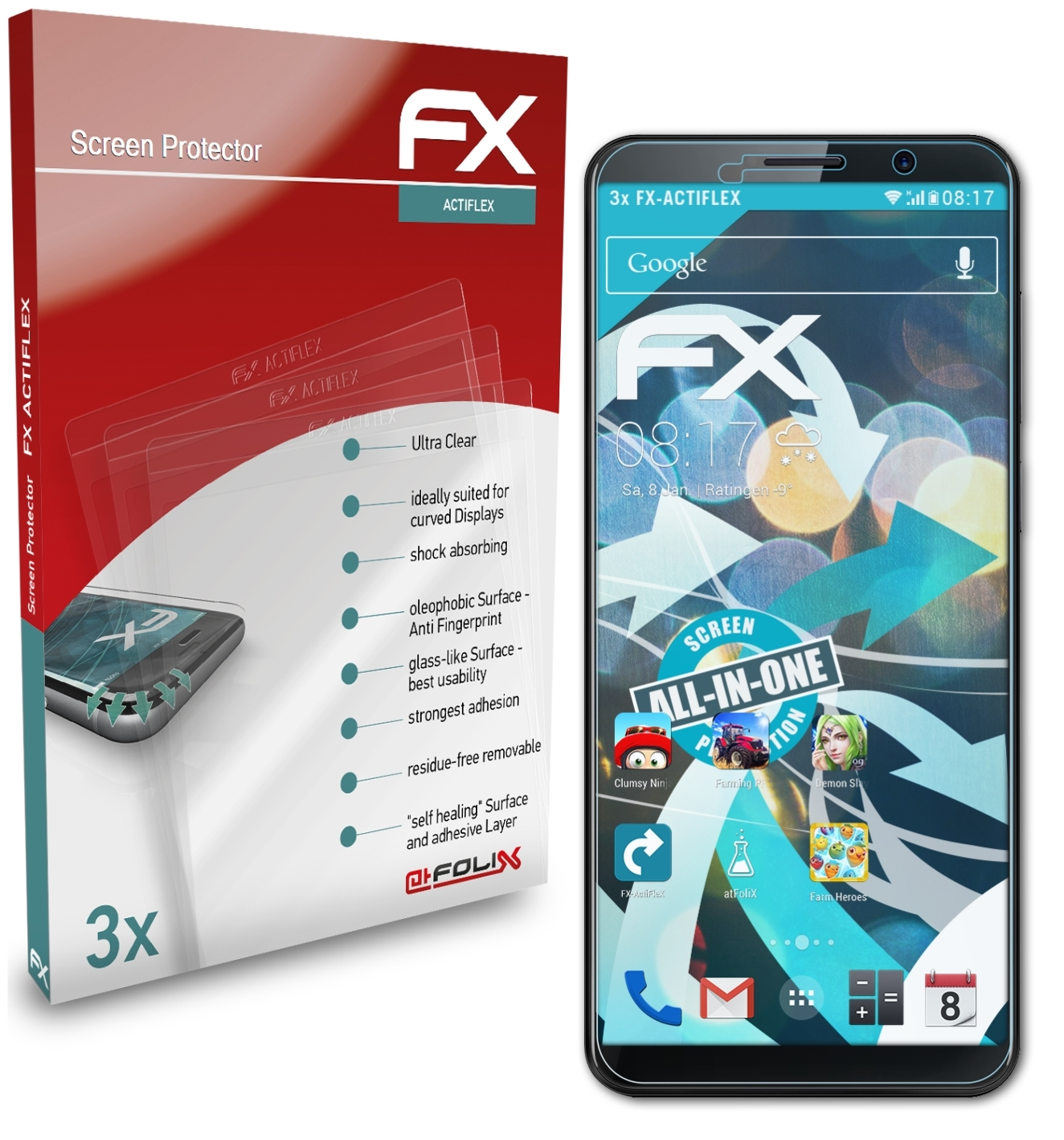 ATFOLIX Power) FX-ActiFleX Displayschutz(für 3x Cubot