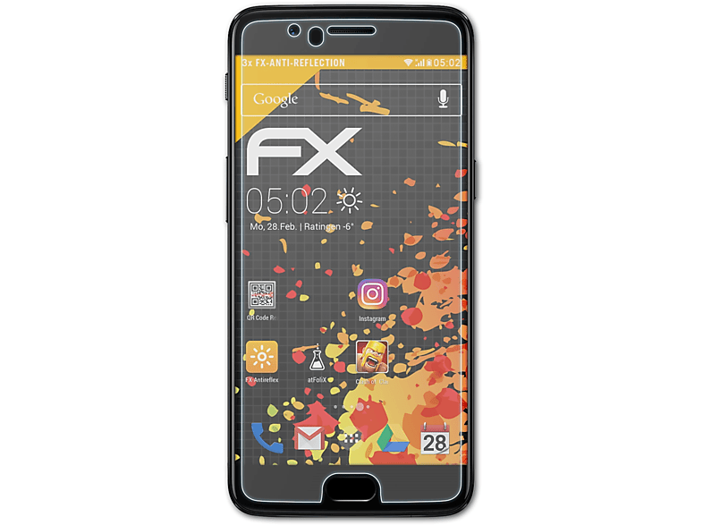 ATFOLIX 3x FX-Antireflex Displayschutz(für OnePlus 5)