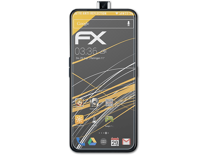 3x FX-Antireflex Oppo Displayschutz(für Reno2 ATFOLIX F)
