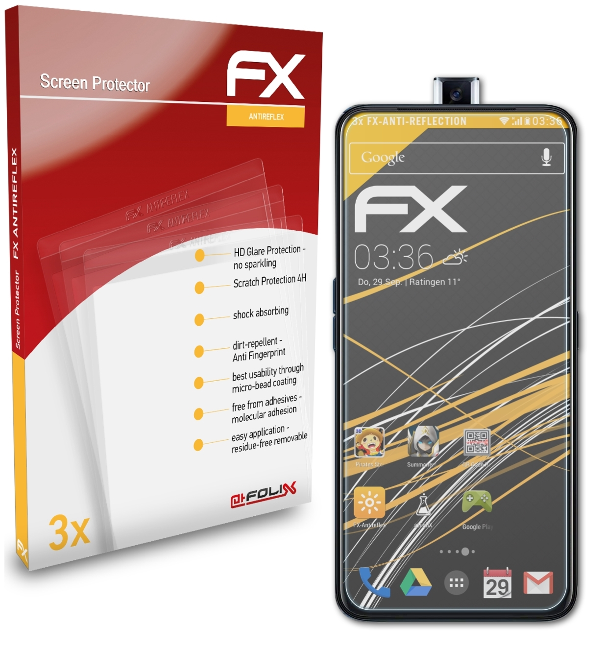 ATFOLIX 3x FX-Antireflex Displayschutz(für Oppo Reno2 F)