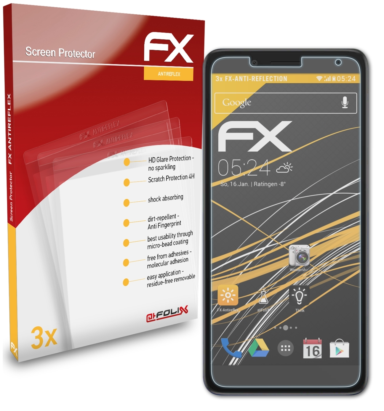1C Alcatel ATFOLIX FX-Antireflex 3x Displayschutz(für (2019))