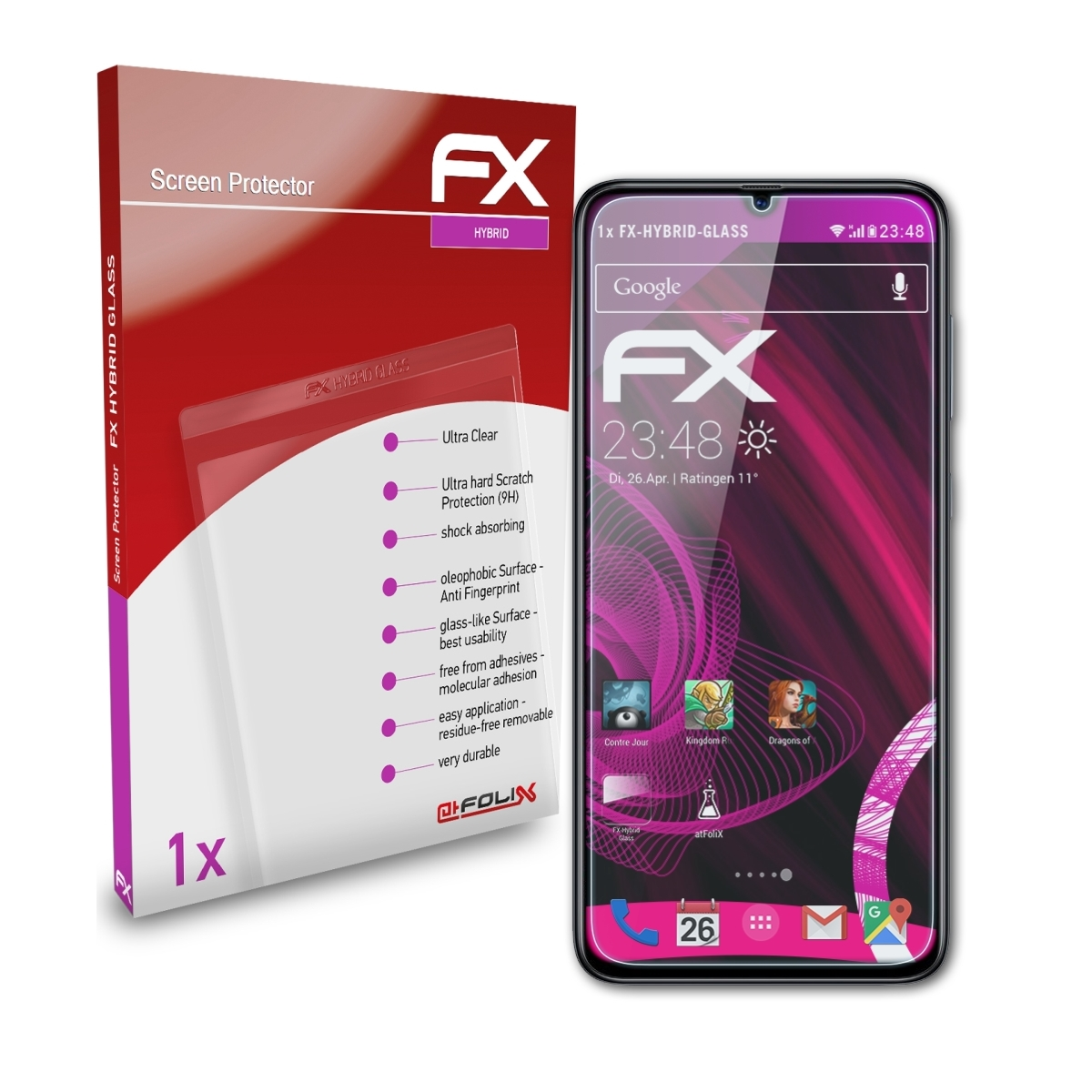 ATFOLIX FX-Hybrid-Glass Schutzglas(für Samsung (2019)) A70 Galaxy