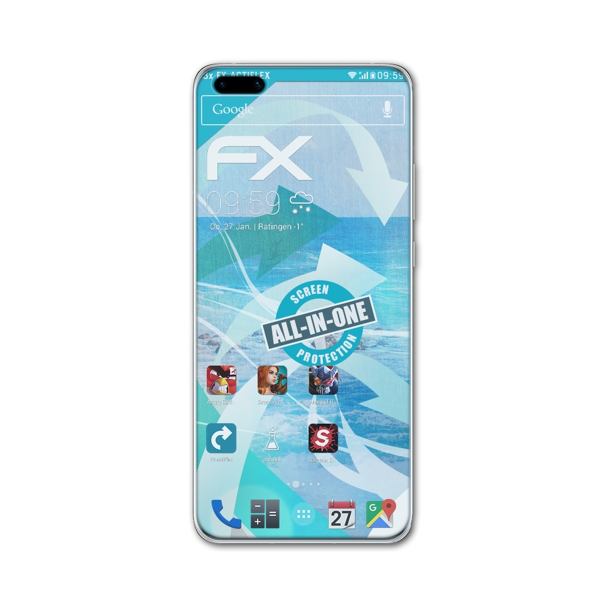 (Casefit)) 3x P40 Displayschutz(für Huawei Pro FX-ActiFleX ATFOLIX