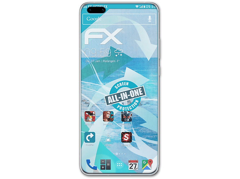 ATFOLIX 3x Huawei Displayschutz(für FX-ActiFleX Pro (Casefit)) P40