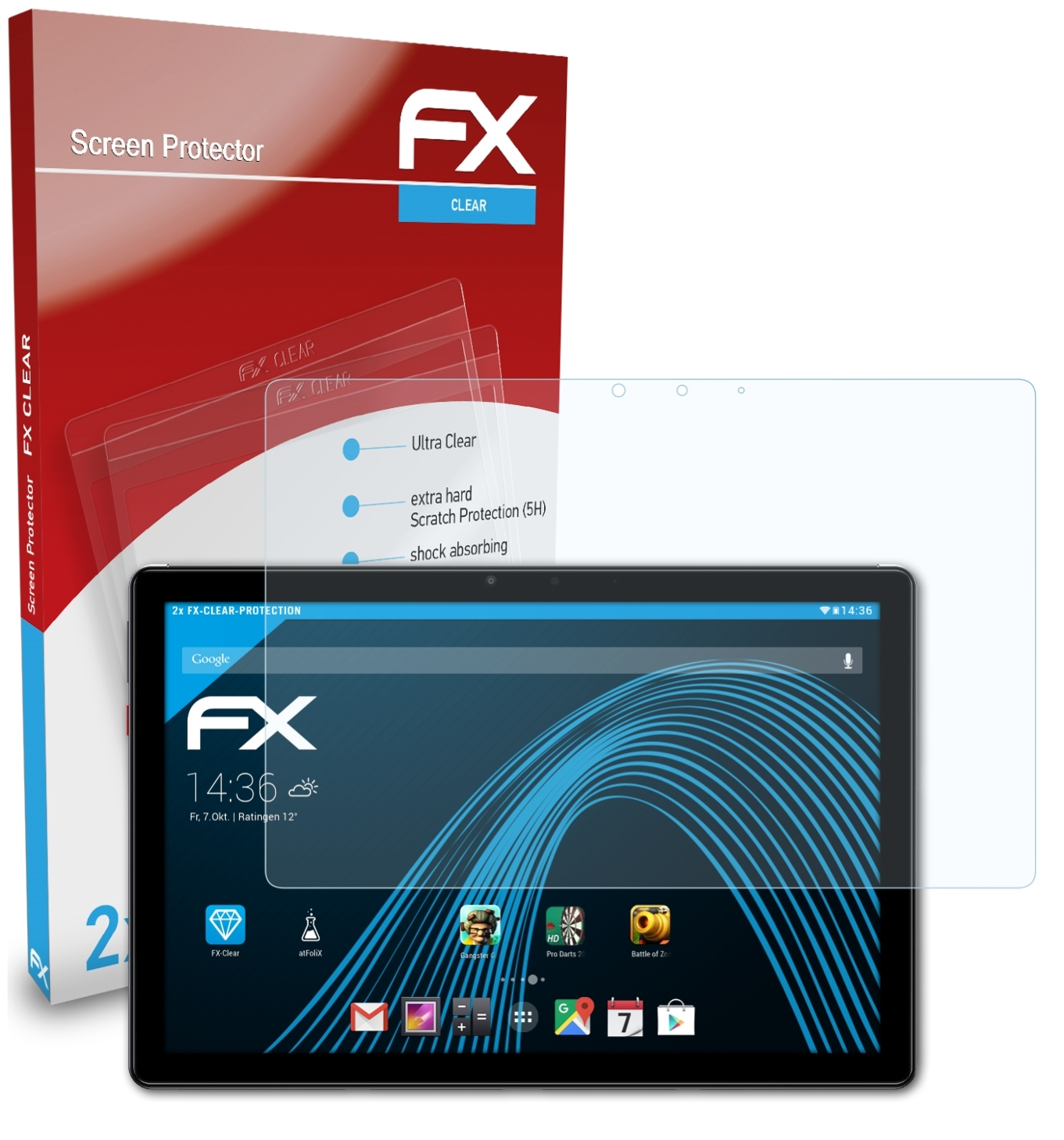 ATFOLIX 2x Displayschutz(für FX-Clear Chuwi SurPad)