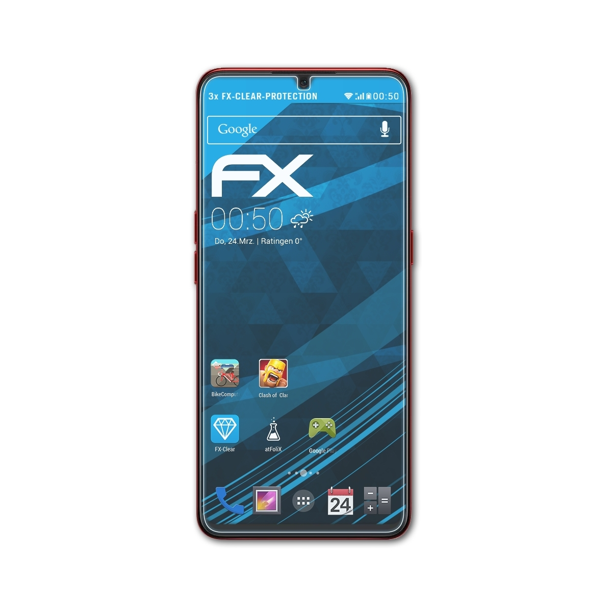 Oppo 3x Displayschutz(für A91) ATFOLIX FX-Clear