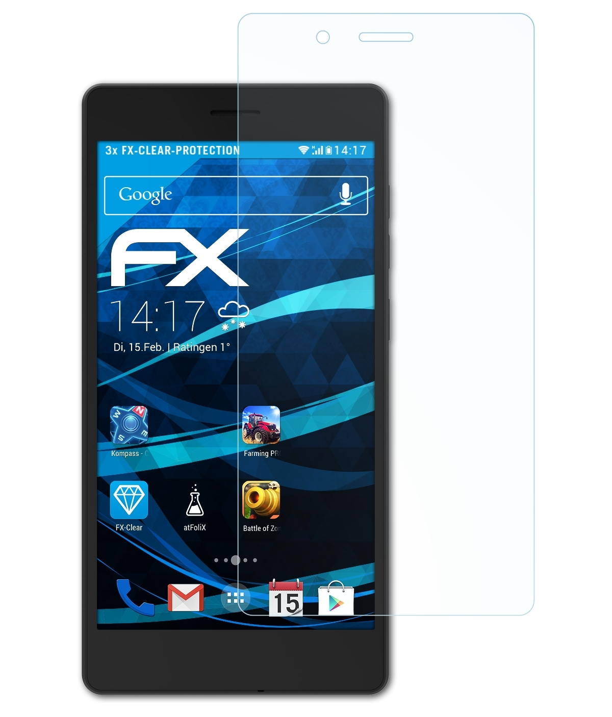 ATFOLIX Archos FX-Clear 50) 3x Core Displayschutz(für