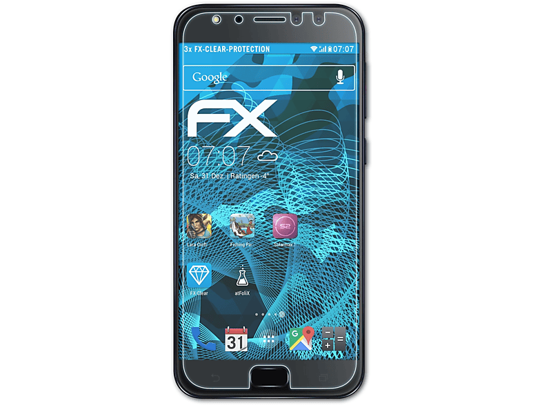ATFOLIX 3x FX-Clear Displayschutz(für Asus ZenFone 4 Selfie Pro (ZD552KL))
