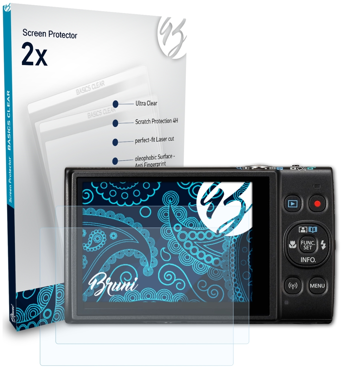 BRUNI 2x Basics-Clear Schutzfolie(für Canon 285 Digital IXUS HS)