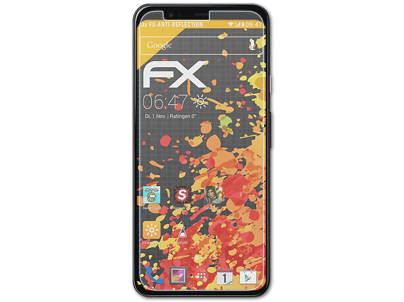 3x ATFOLIX FX-Antireflex Pixel Displayschutz(für 4) Google