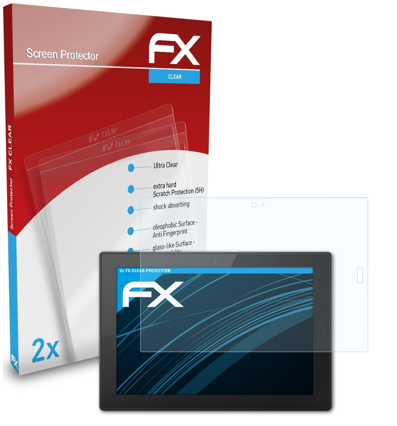 ATFOLIX 2x Lenovo Tablet 10) Displayschutz(für FX-Clear