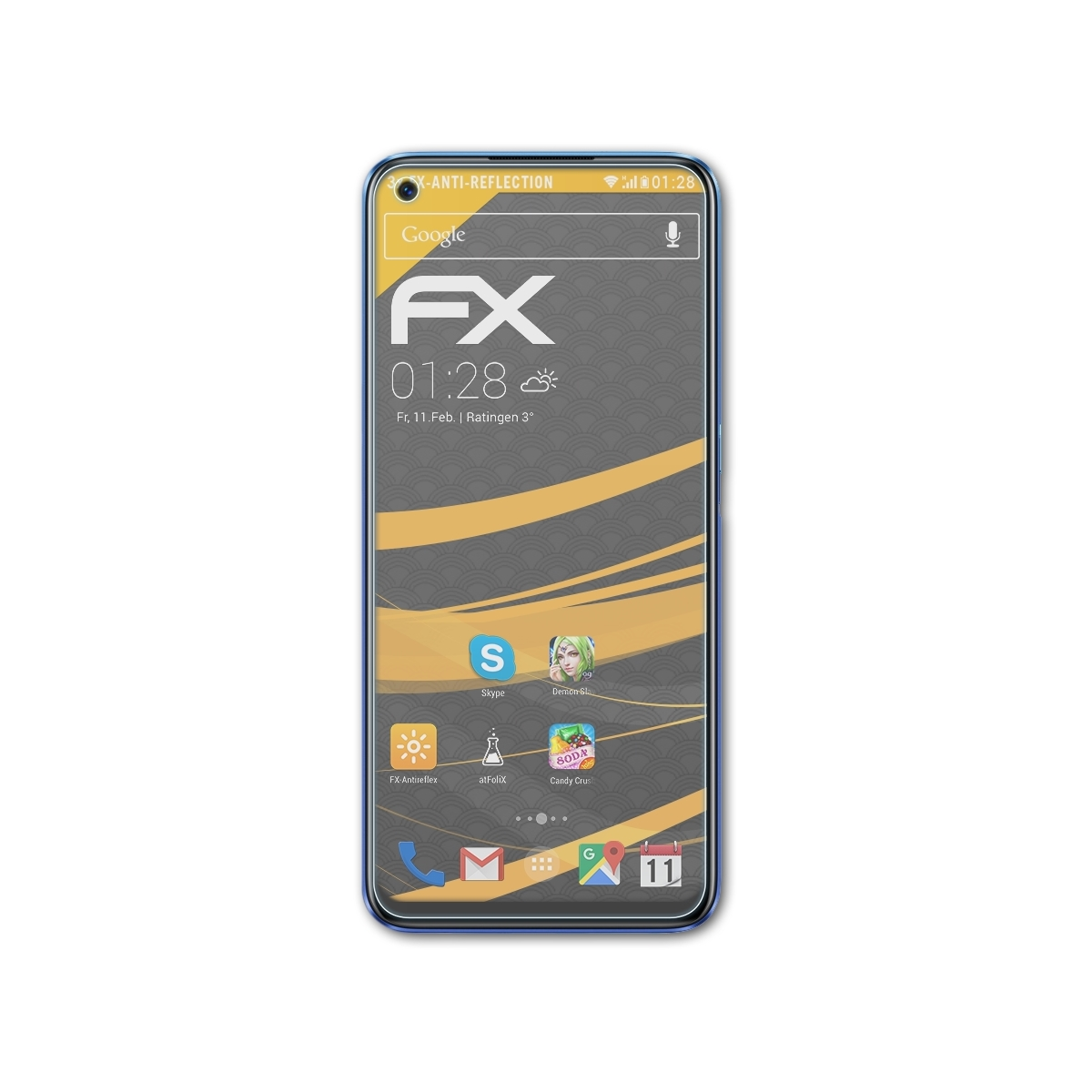 3x Displayschutz(für ATFOLIX Realme 6) Oppo FX-Antireflex