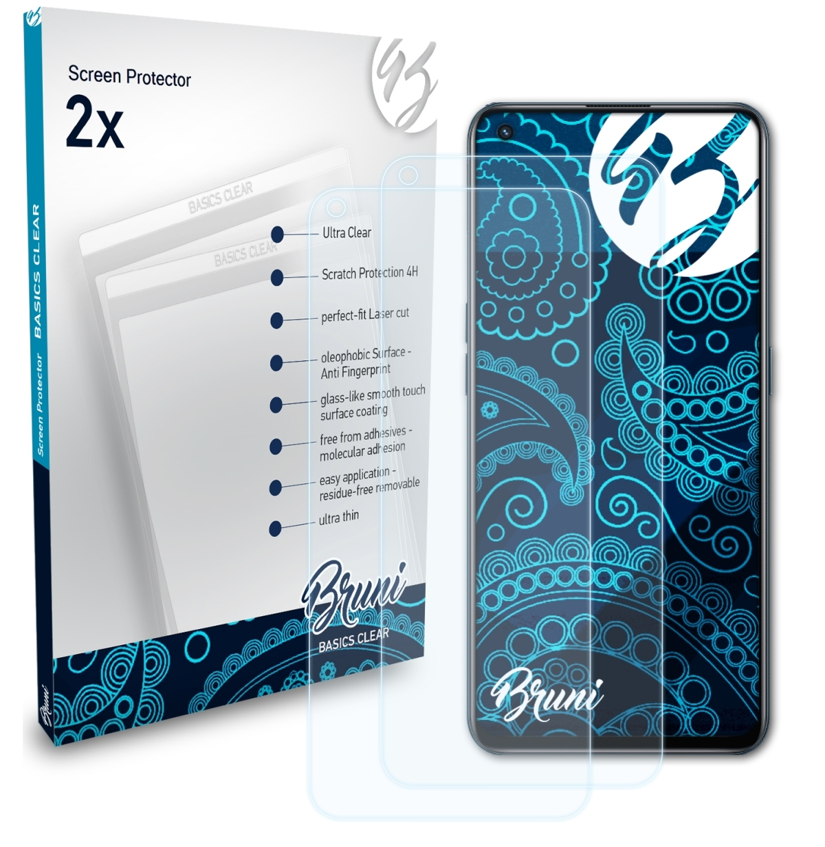 BRUNI 2x Basics-Clear Oppo Pro) K9 Schutzfolie(für