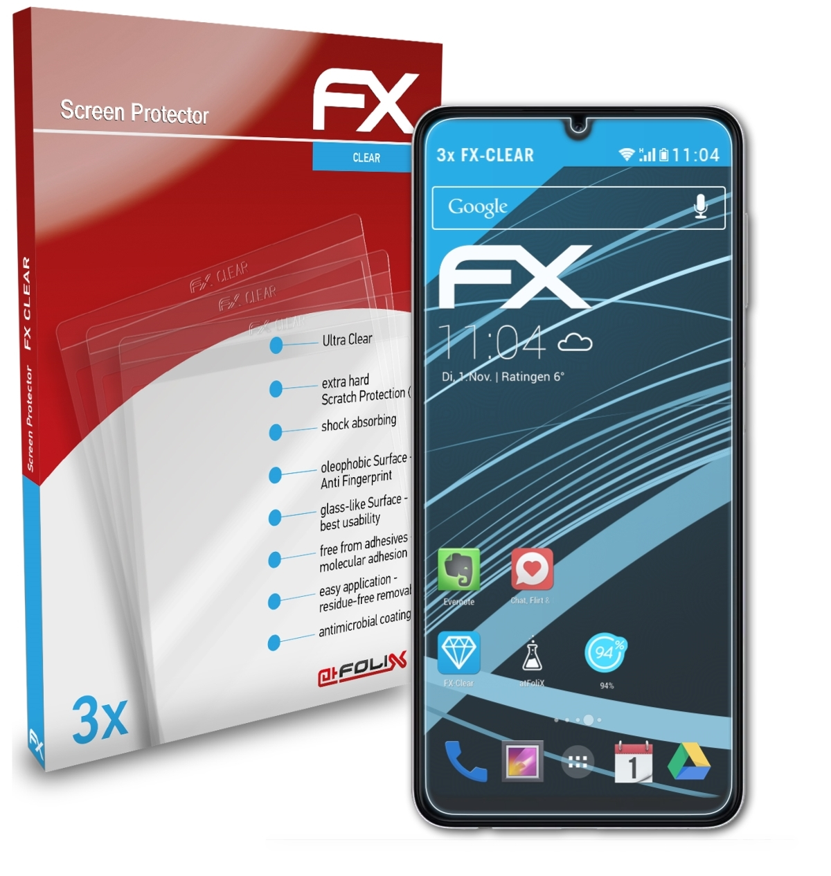 3x FX-Clear ATFOLIX Galaxy 4G) Samsung A22 Displayschutz(für