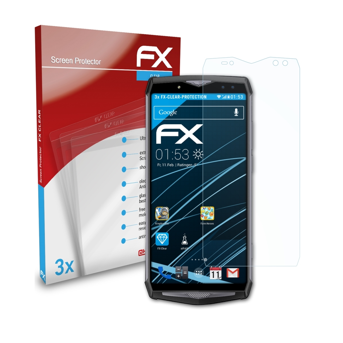 ATFOLIX 3x FX-Clear 5) Power Ulefone Displayschutz(für