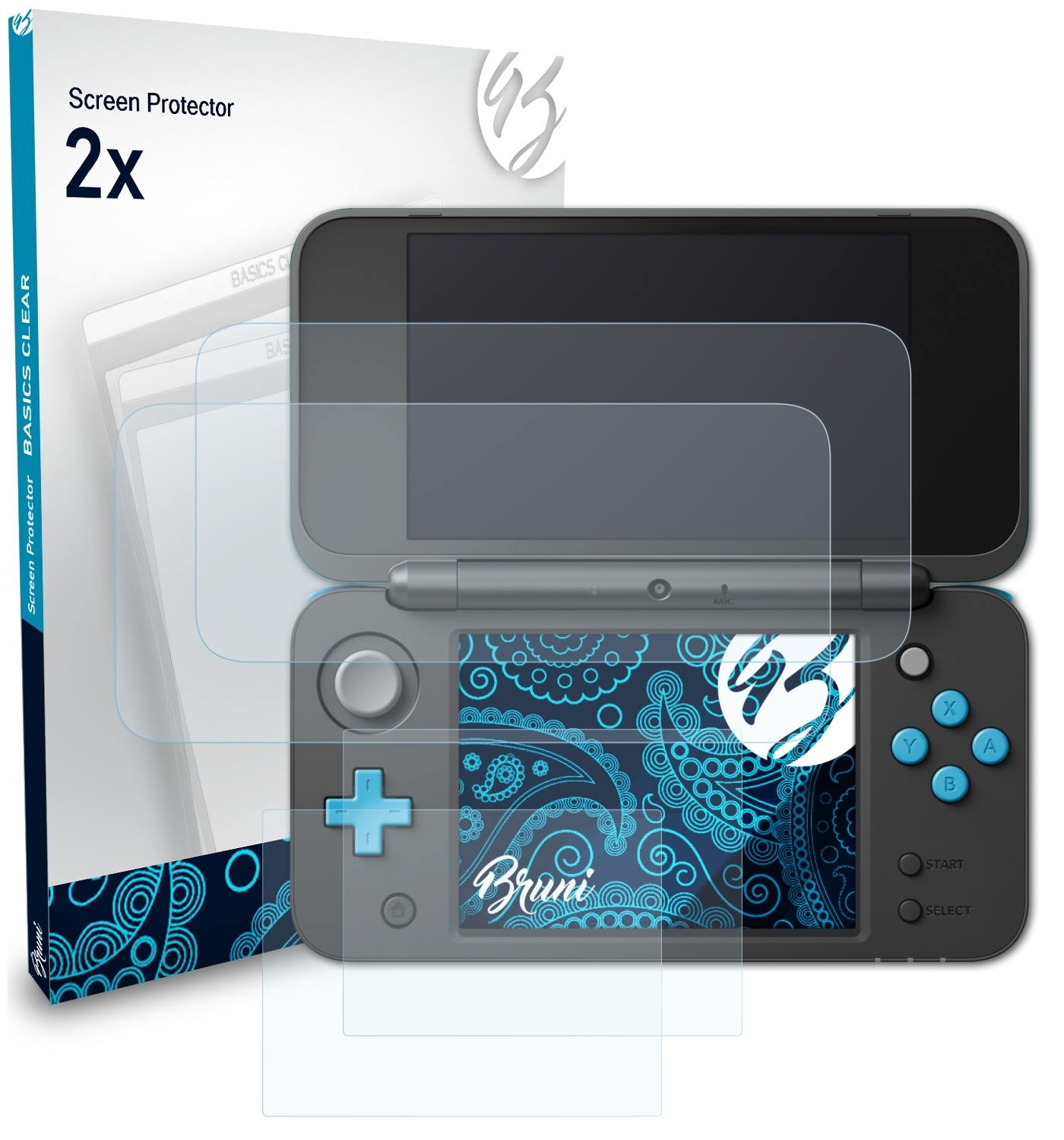 2DS 2x New Basics-Clear Nintendo XL) Schutzfolie(für BRUNI