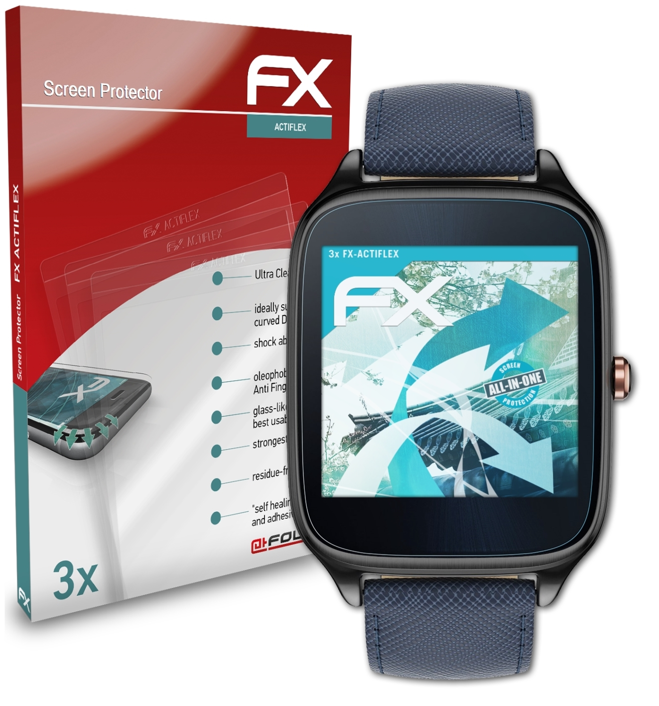 Asus FX-ActiFleX Displayschutz(für mm)) 3x 2 ATFOLIX ZenWatch (41