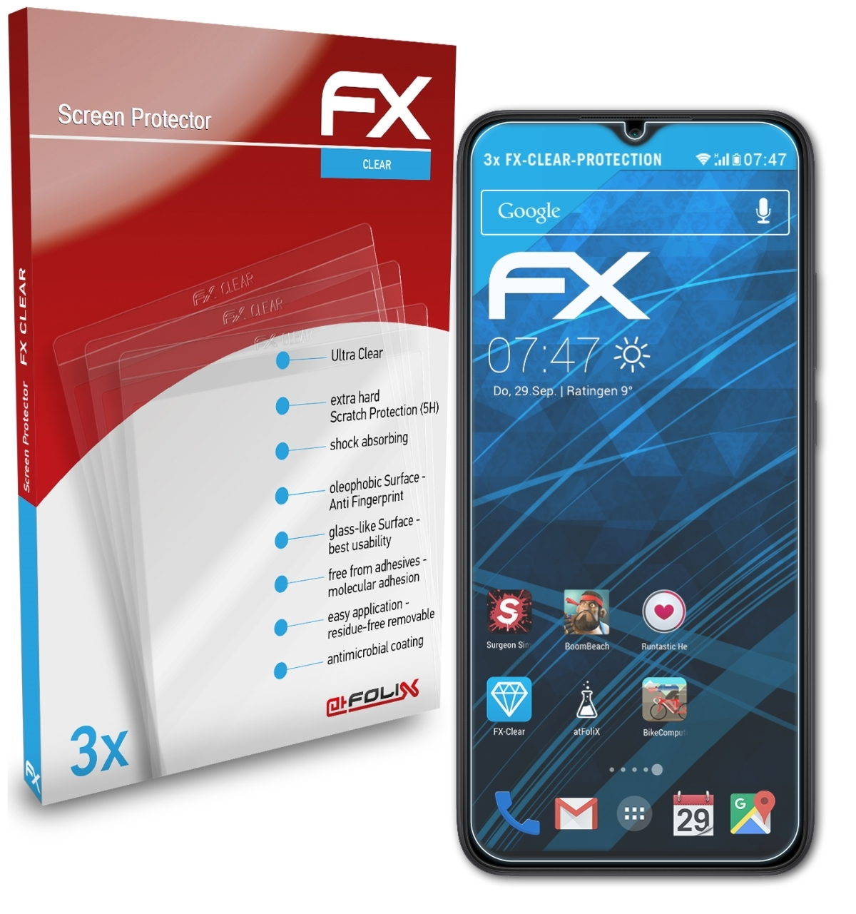 ATFOLIX 3x FX-Clear Redmi 9A) Displayschutz(für Xiaomi