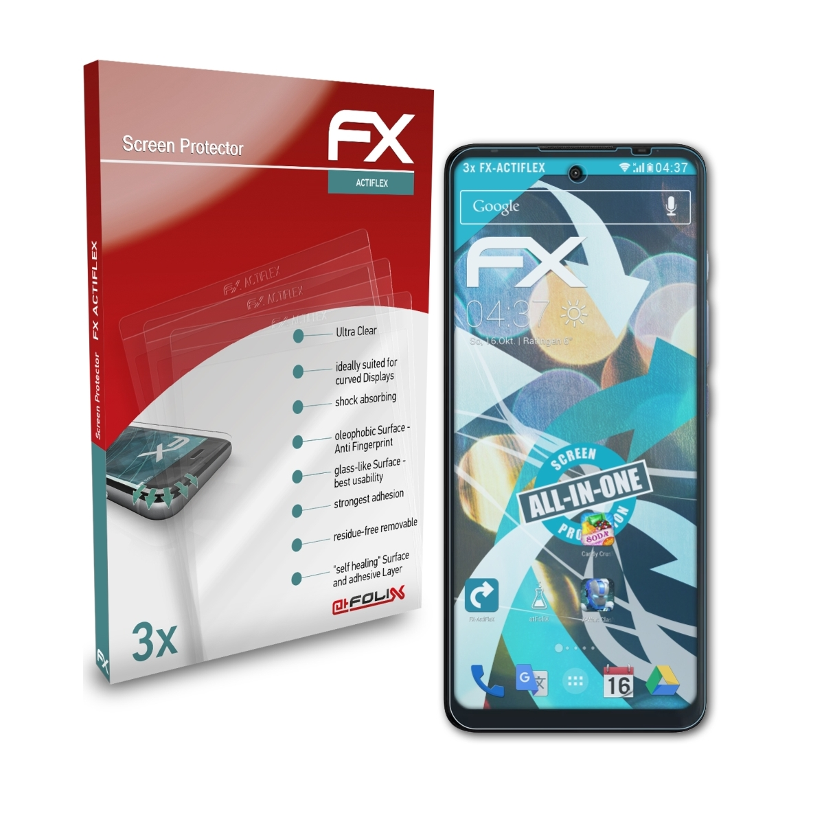 Displayschutz(für 3x Motorola Moto ATFOLIX G60) FX-ActiFleX