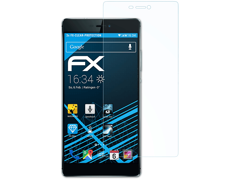 3x P8) Displayschutz(für ATFOLIX FX-Clear Huawei