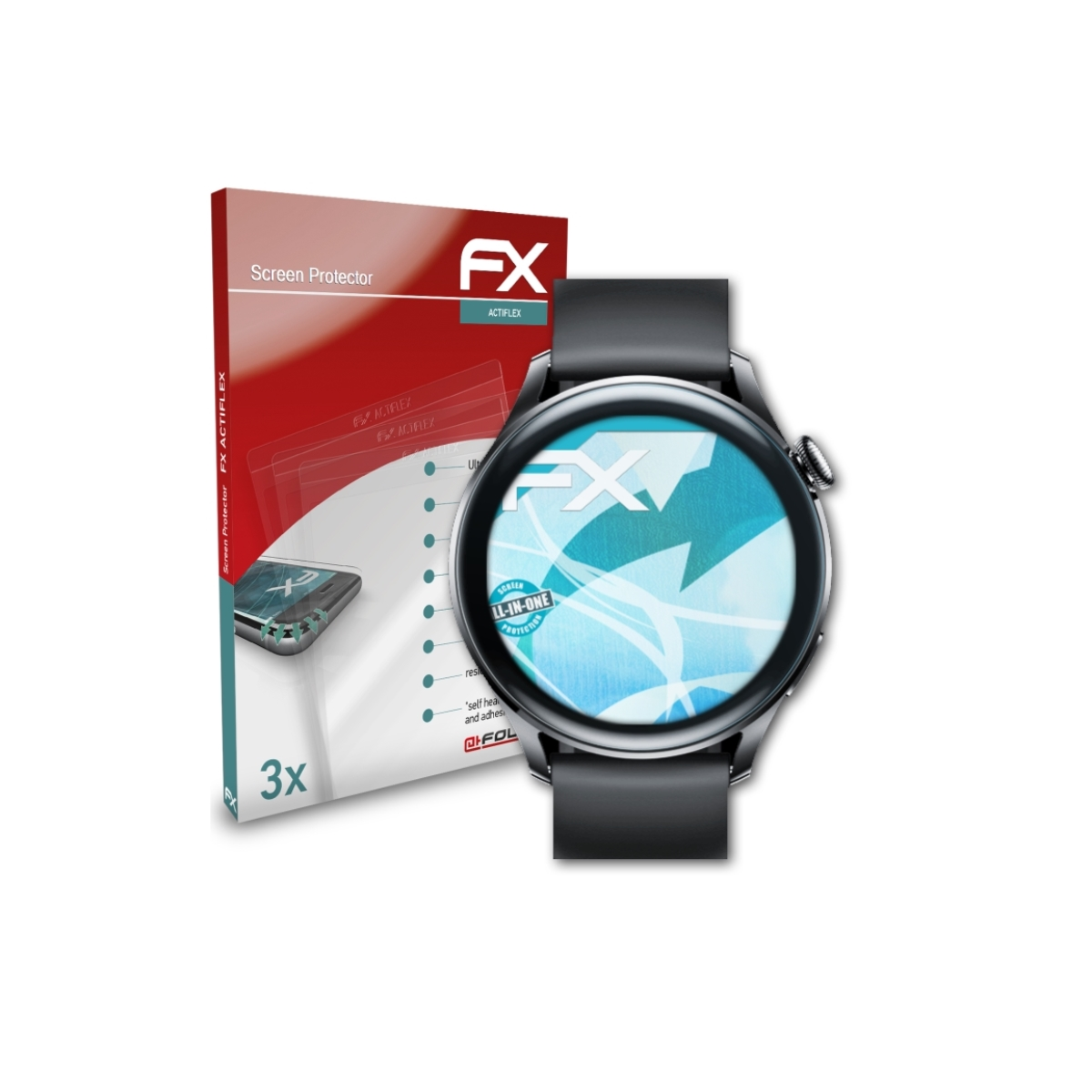 ATFOLIX FX-ActiFleX 3) Displayschutz(für Watch 3x Huawei