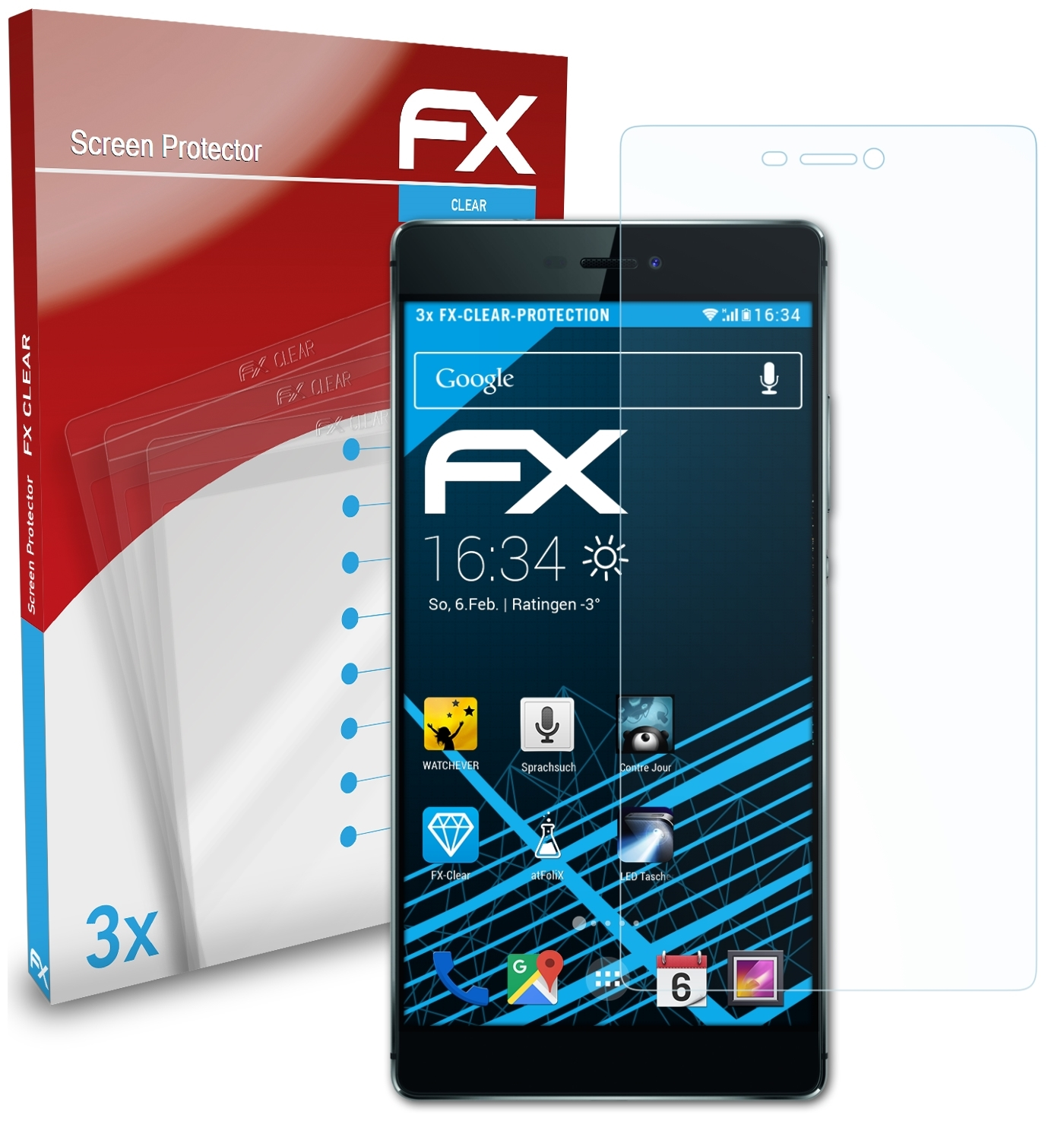 3x P8) Displayschutz(für ATFOLIX FX-Clear Huawei