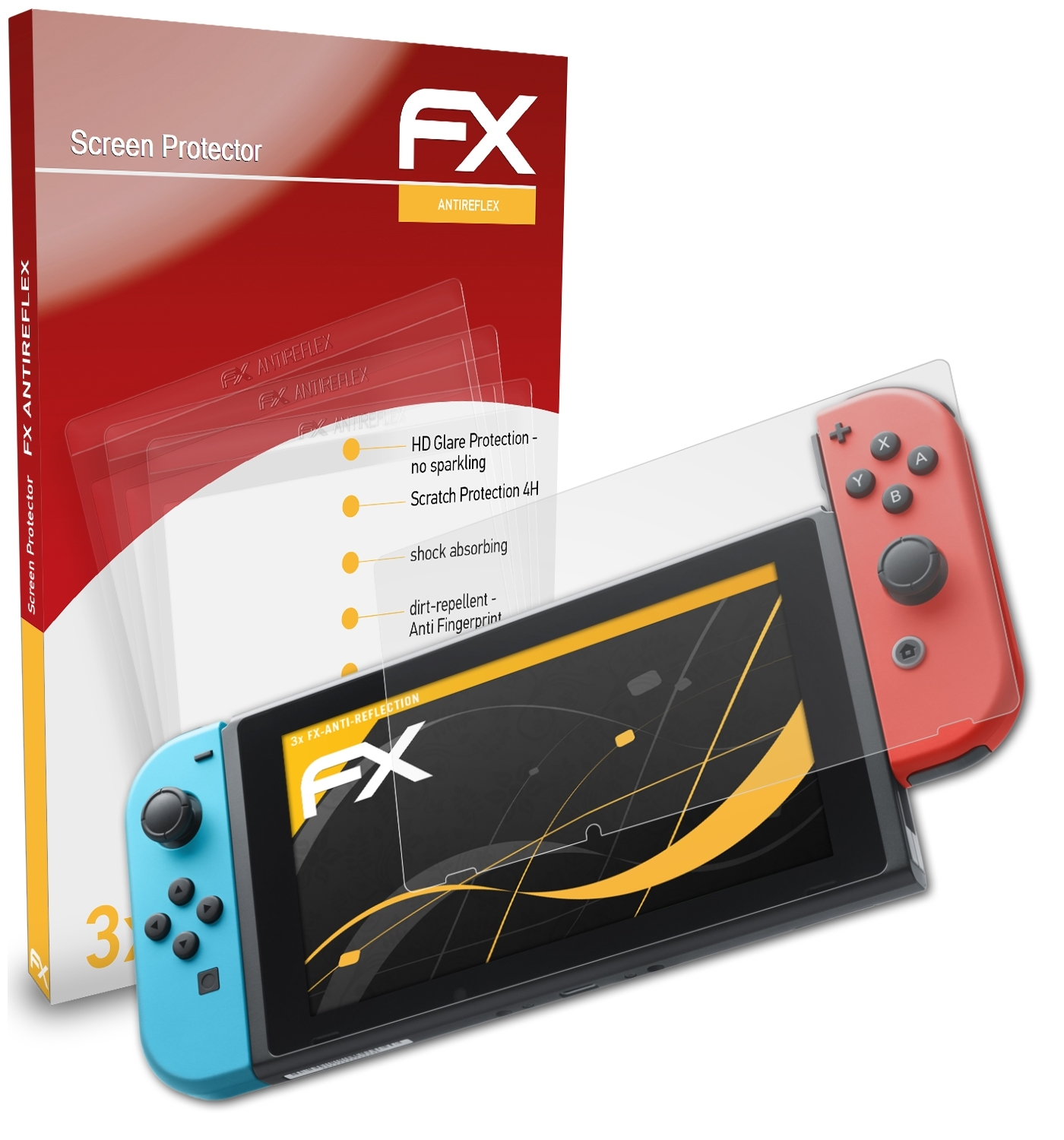 Switch) Displayschutz(für 3x ATFOLIX Nintendo FX-Antireflex