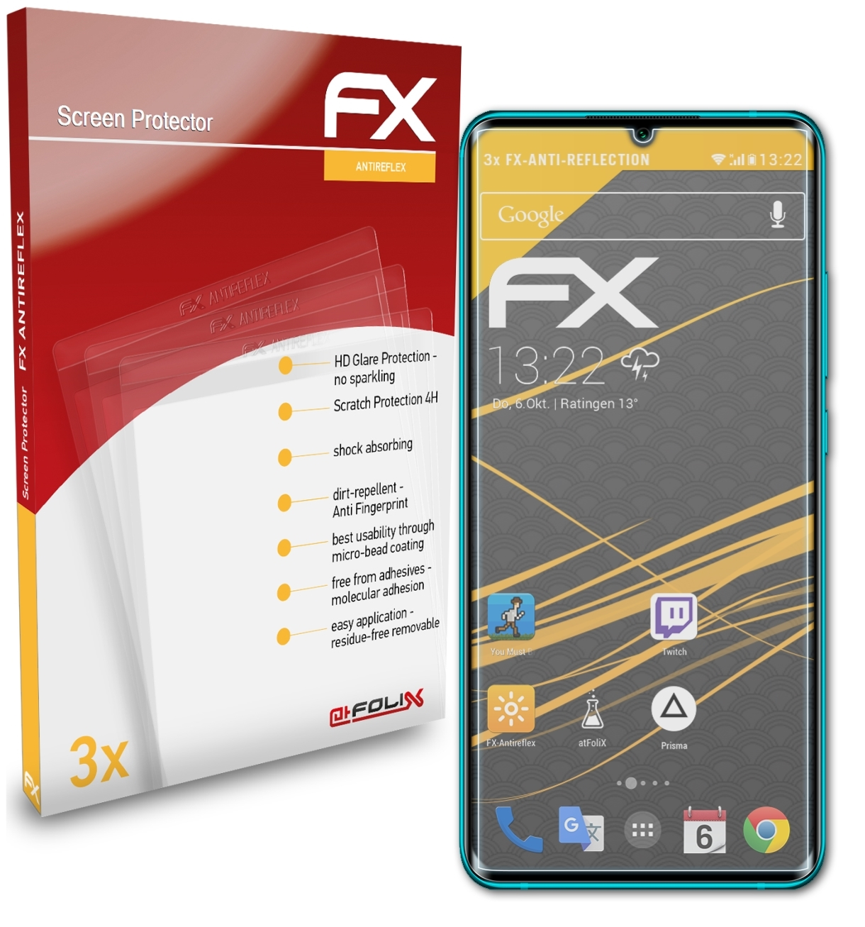 Displayschutz(für ATFOLIX Mi FX-Antireflex Xiaomi 10) Note 3x