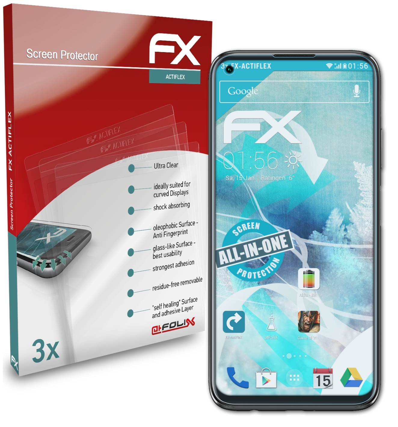 ATFOLIX 3x FX-ActiFleX Displayschutz(für Huawei lite) P40