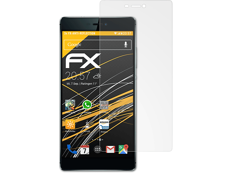 ATFOLIX 3x FX-Antireflex Displayschutz(für Huawei P8)