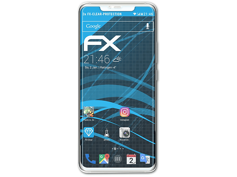 ATFOLIX 3x FX-Clear RS) 20 Displayschutz(für Mate Huawei