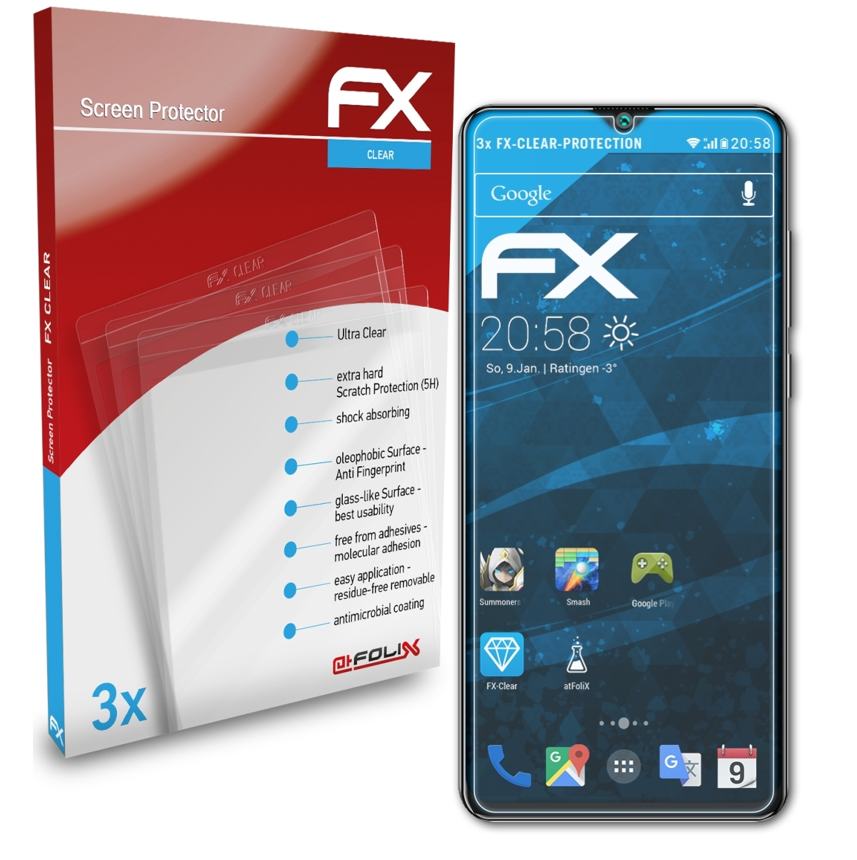 Note 20) FX-Clear ATFOLIX 3x Cubot Displayschutz(für