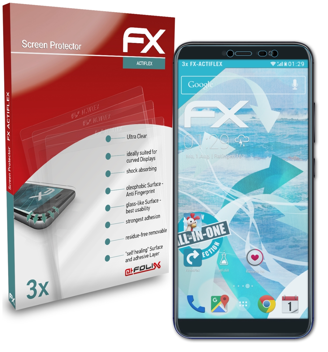 ATFOLIX 3x FX-ActiFleX Displayschutz(für Wiko Y80)