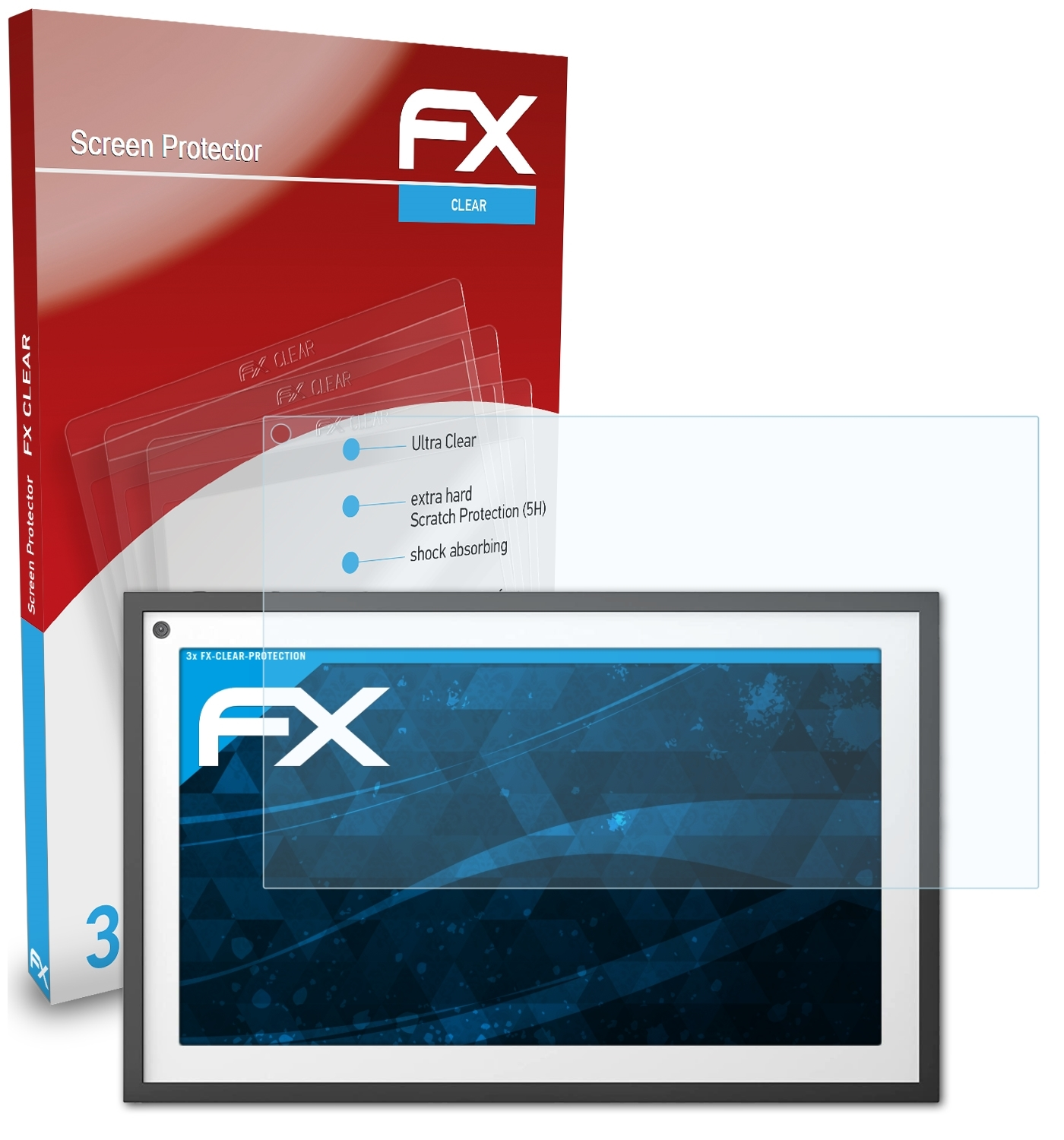 ATFOLIX 3x Amazon Show FX-Clear Displayschutz(für Echo 15)