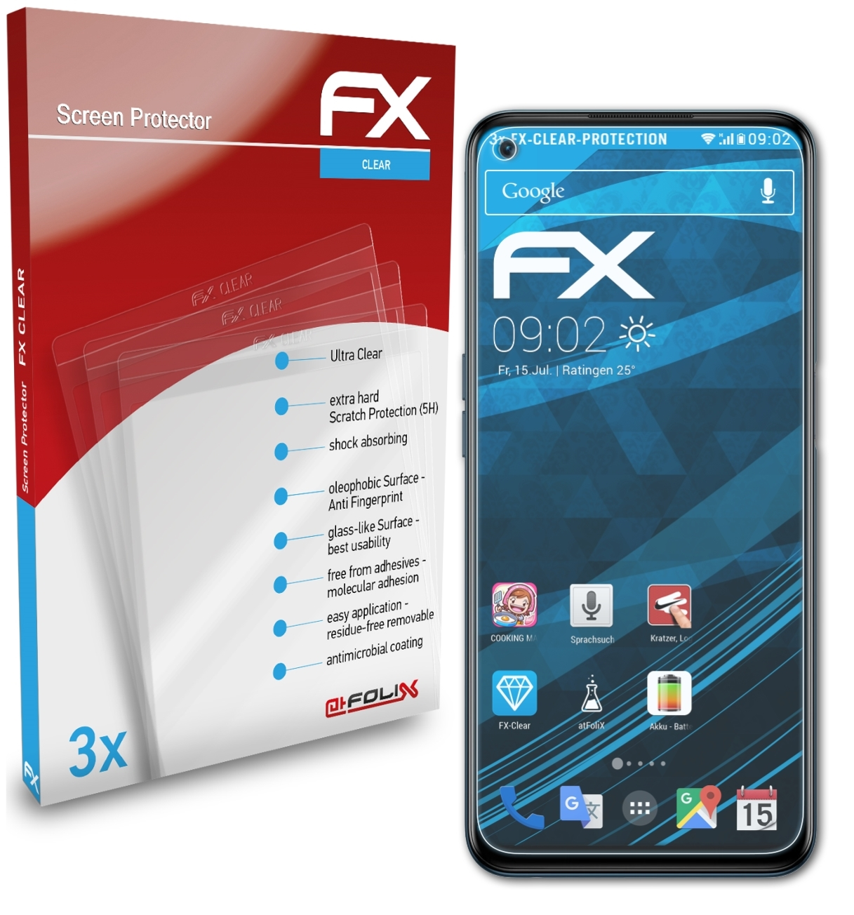 ATFOLIX 3x N200) Displayschutz(für OnePlus Nord FX-Clear