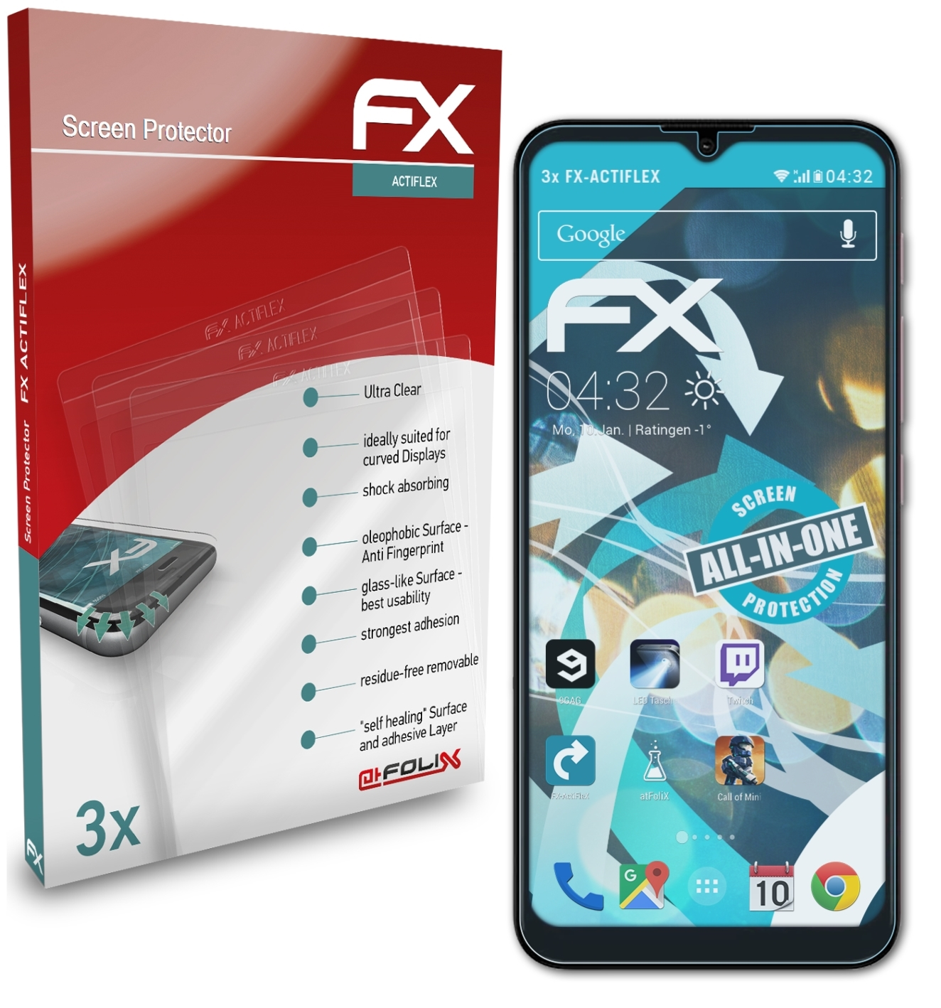 ATFOLIX 3x Moto FX-ActiFleX Motorola Displayschutz(für G30)