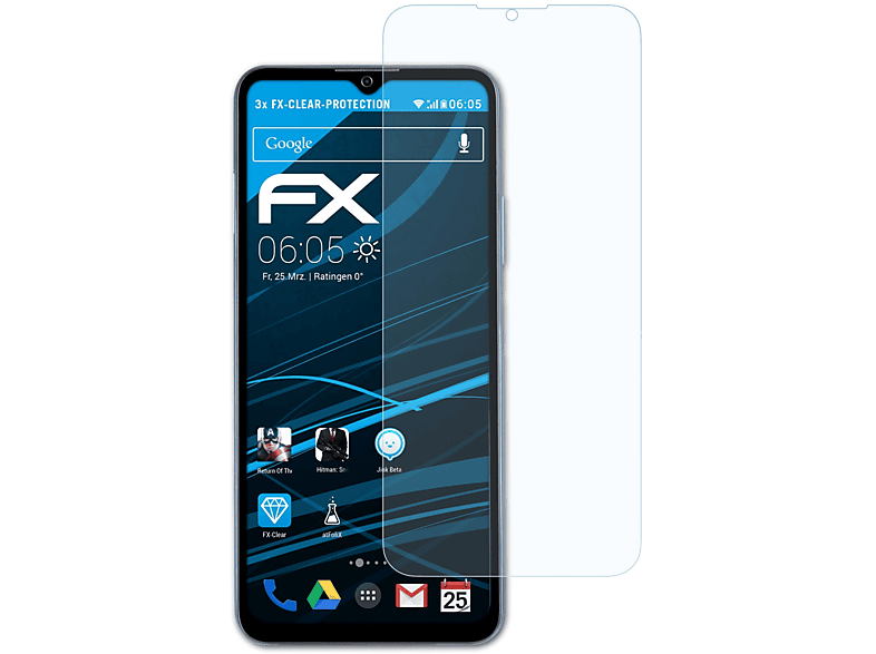 ATFOLIX 3x FX-Clear Displayschutz(für ZTE Blade A71)