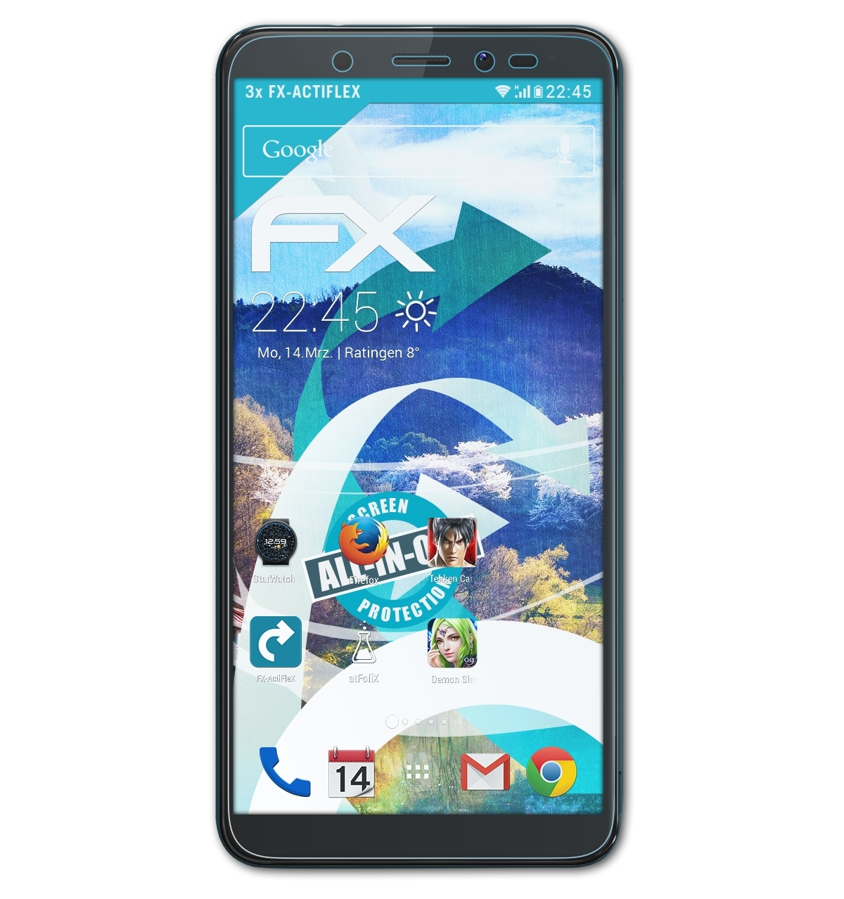 Wiko 3x Displayschutz(für View) ATFOLIX FX-ActiFleX