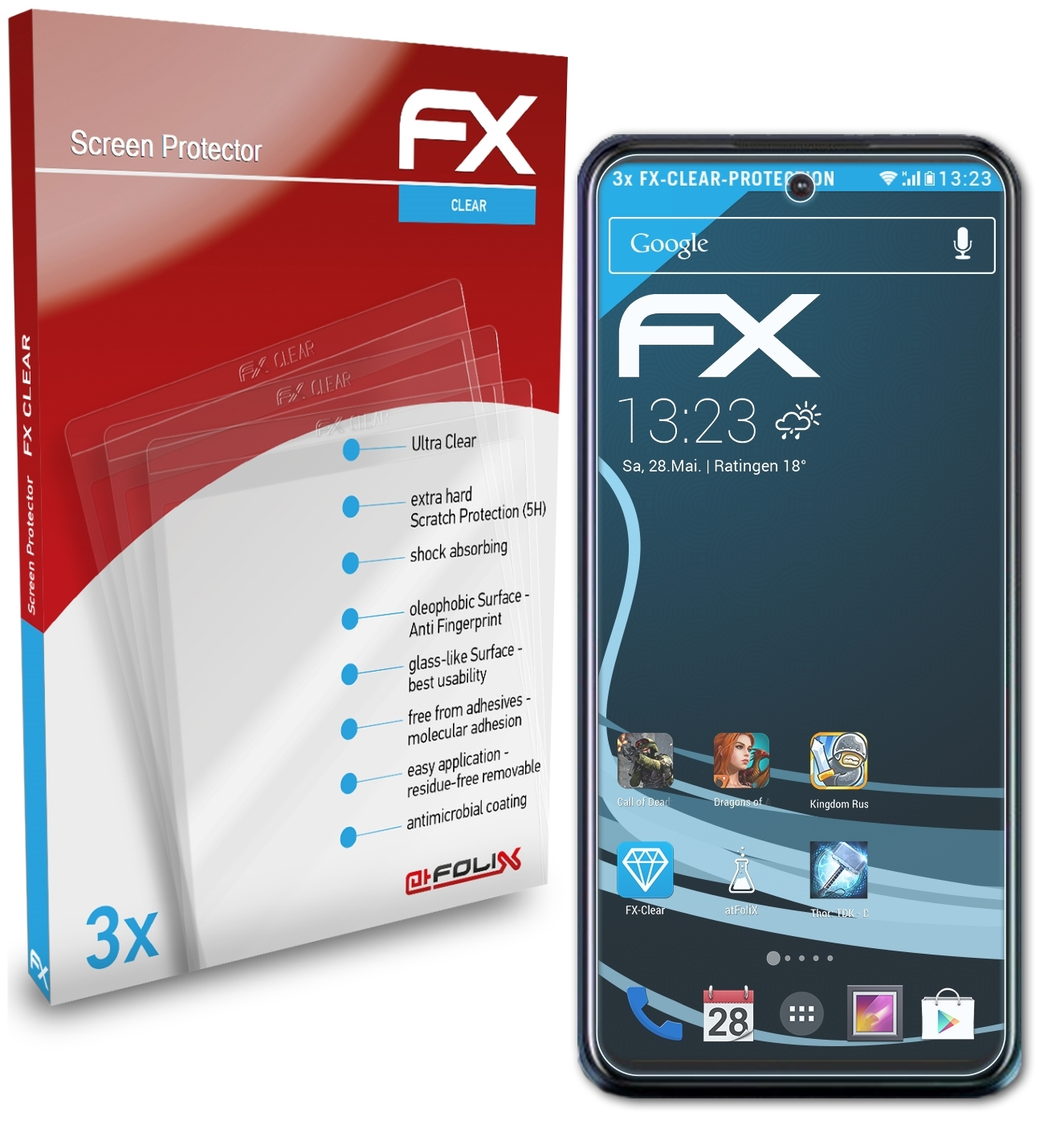 ATFOLIX 3x FX-Clear HTC Desire Displayschutz(für 21 Pro)