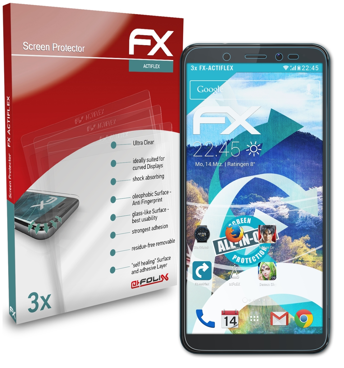 Wiko 3x Displayschutz(für View) ATFOLIX FX-ActiFleX