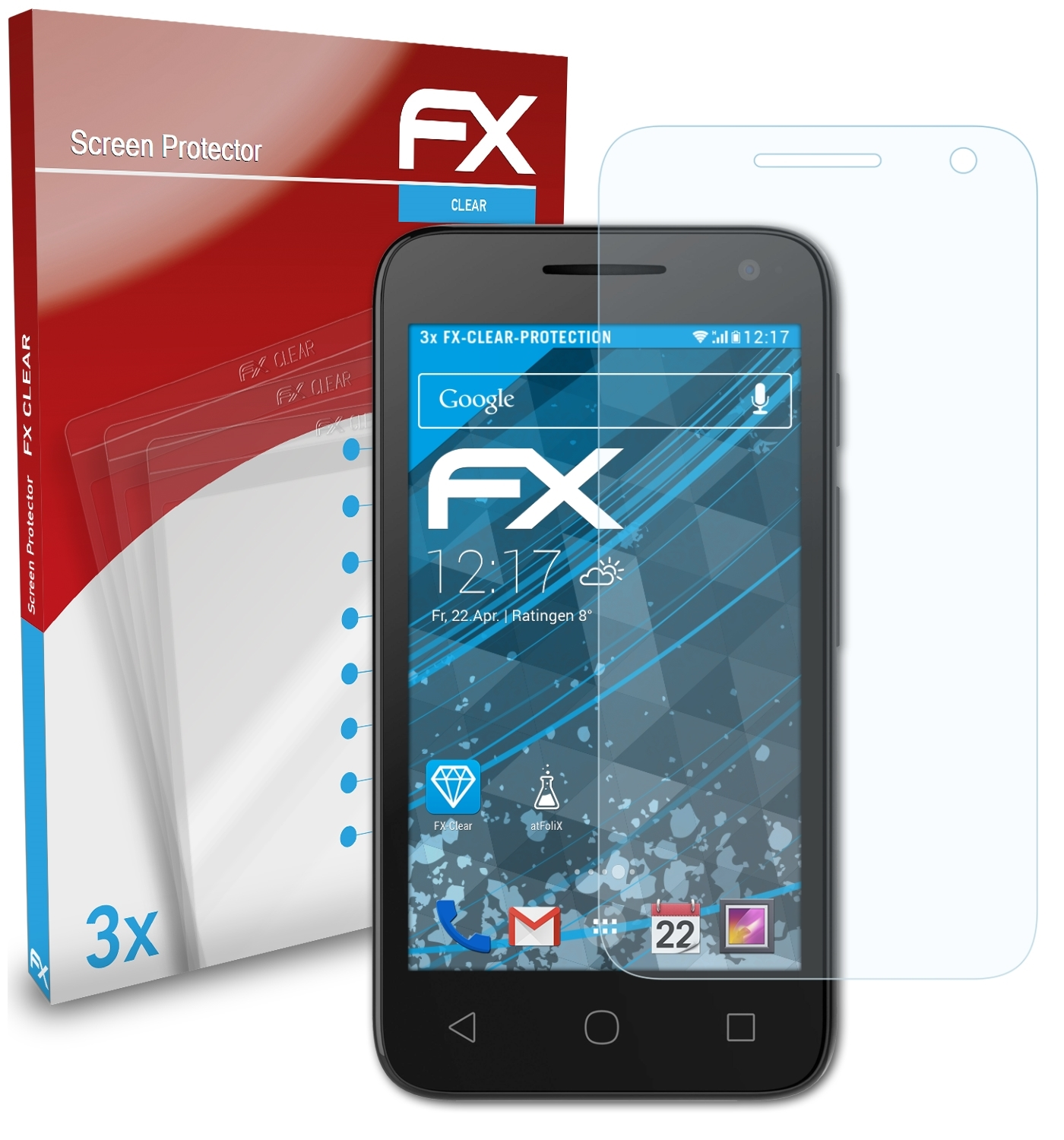1E) Alcatel ATFOLIX FX-Clear Displayschutz(für 3x