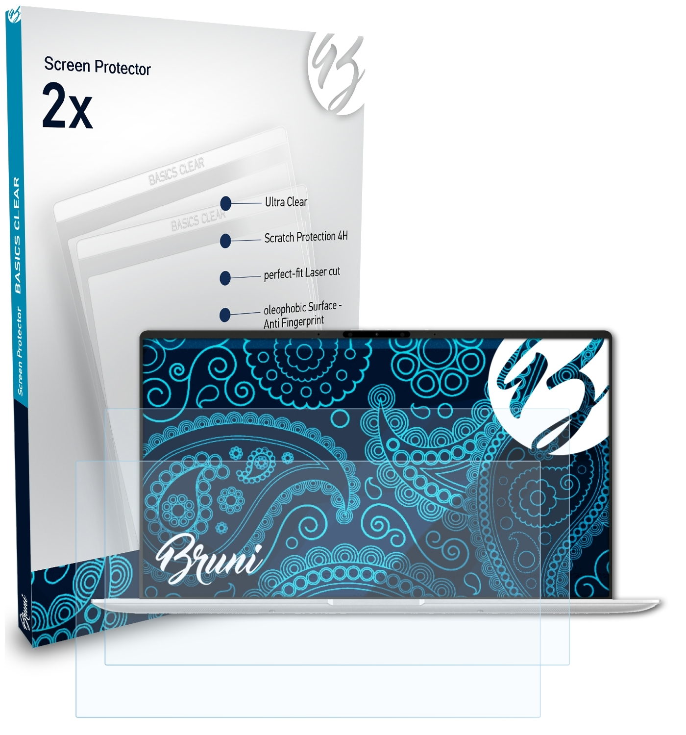 BRUNI 2x Basics-Clear Schutzfolie(für Asus 14 ZenBook (UX433FN))