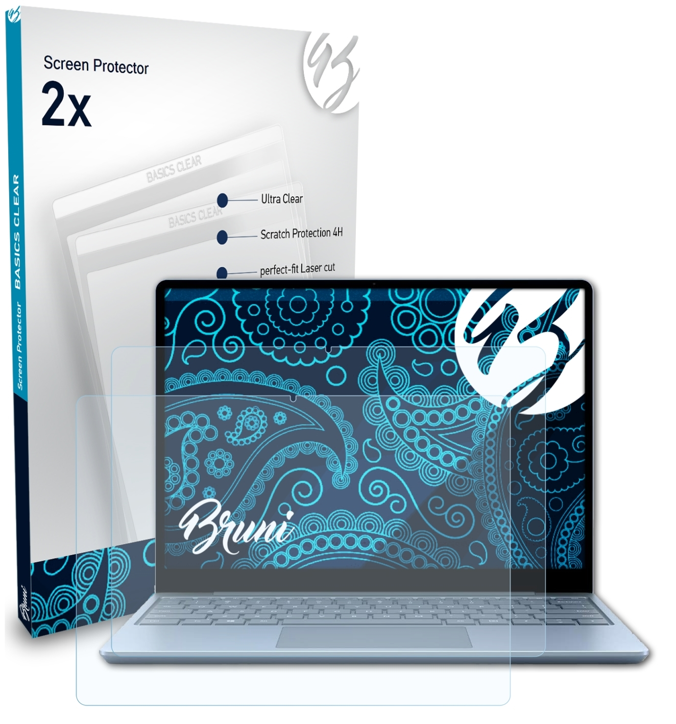 BRUNI 2x Basics-Clear Schutzfolie(für Go) Surface Microsoft Laptop