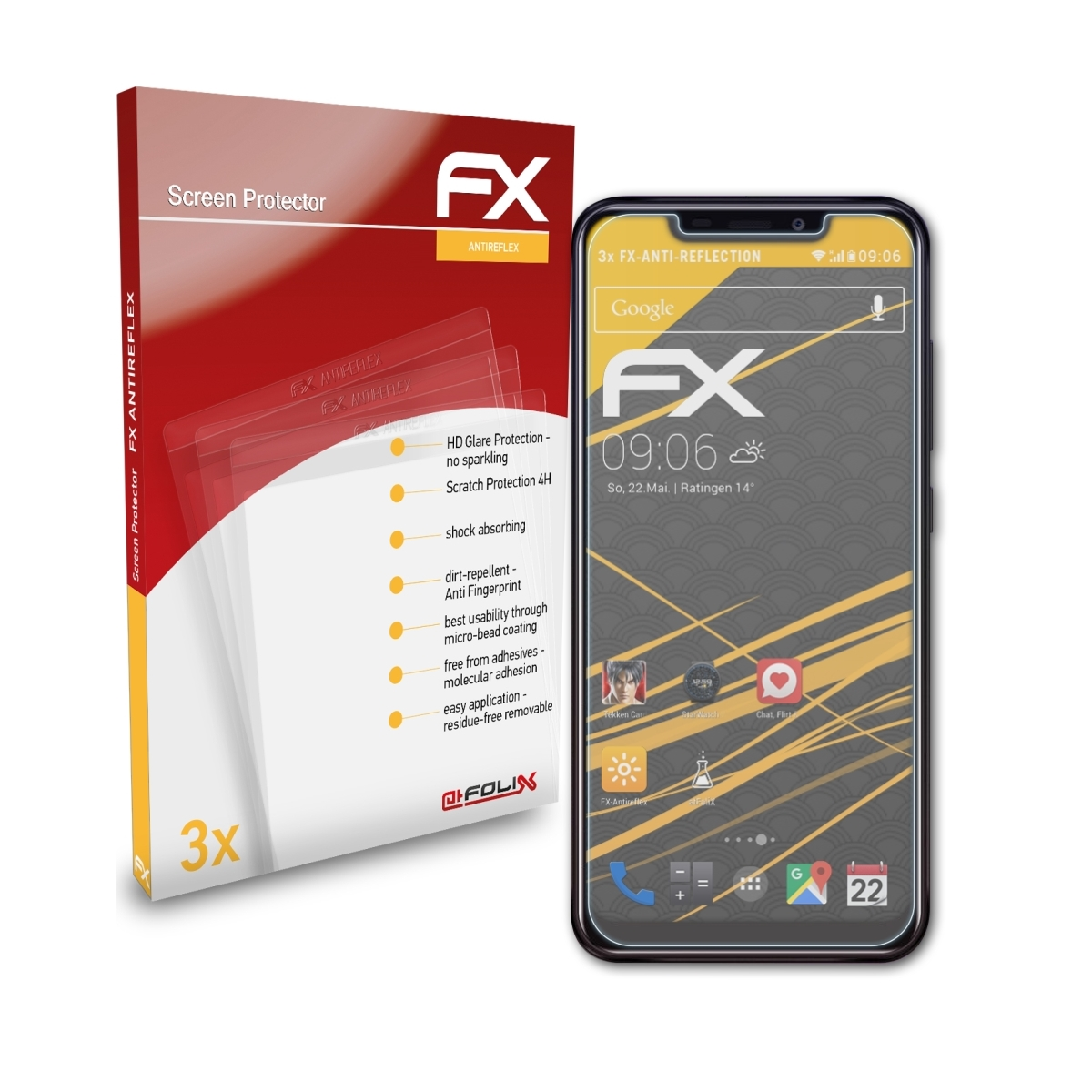 Oukitel Pro) Displayschutz(für C12 3x FX-Antireflex ATFOLIX