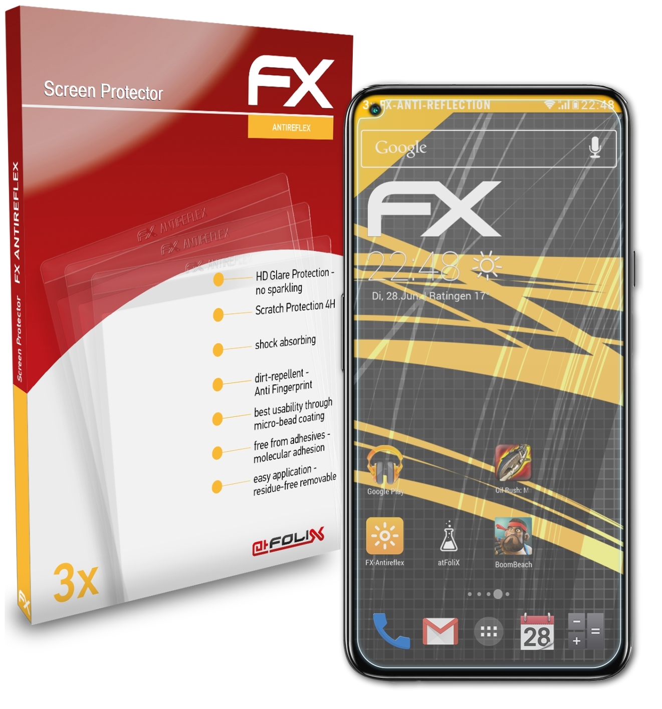 Cubot FX-Antireflex 3x ATFOLIX Displayschutz(für X30)