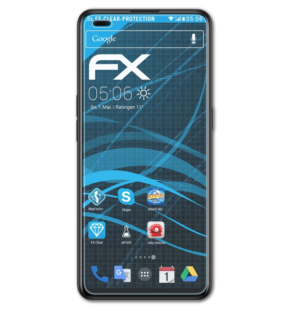 Reno4) FX-Clear Displayschutz(für 3x ATFOLIX Oppo